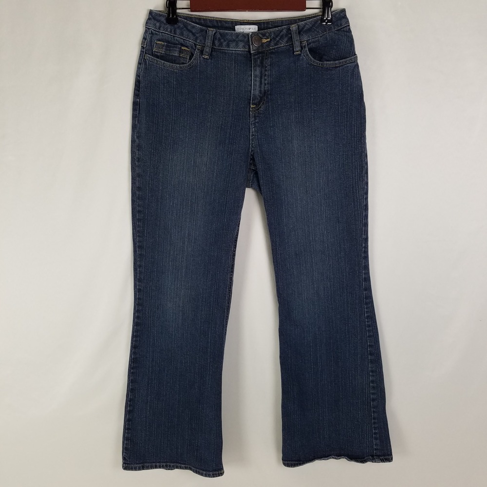 Fashion Bug Womens Blue Denim Flare Bootcut Jeans Size 14 Petite